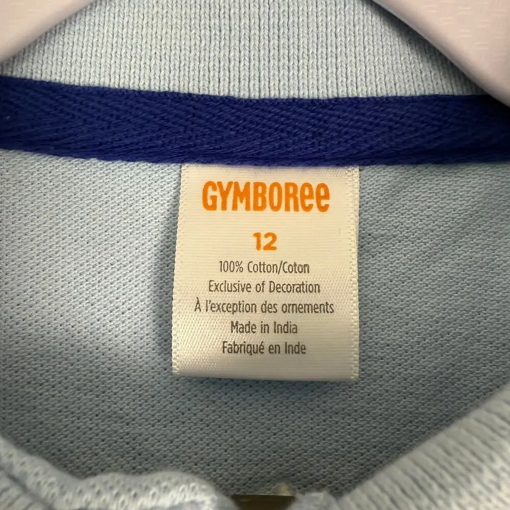 Boys Light Blue Gymboree Bunny Embroidered Short Sleeve Polo Shirt Size 12 New